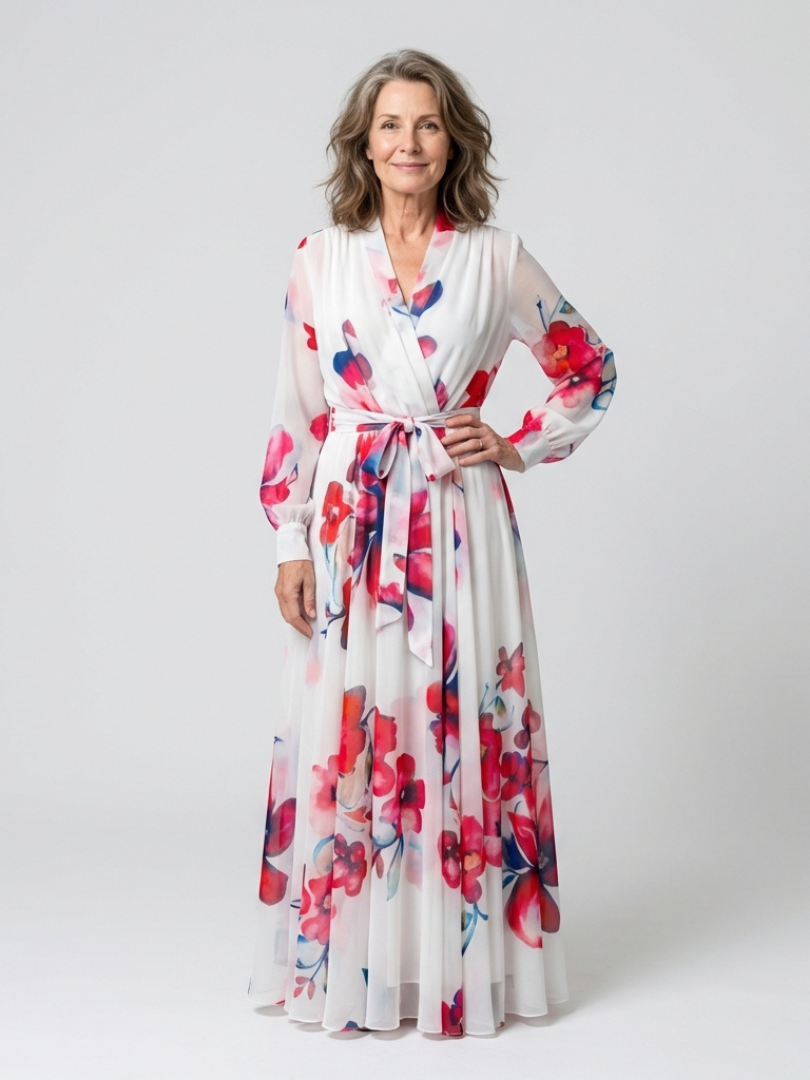 LILLIAN | FLORAL LONG SLEEVE WRAP MAXI DRESS