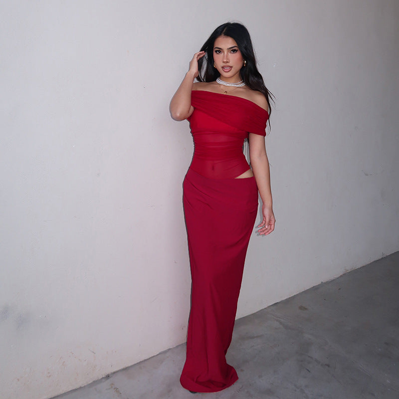QUELINA | SUNVEIL DRAPE DRESS