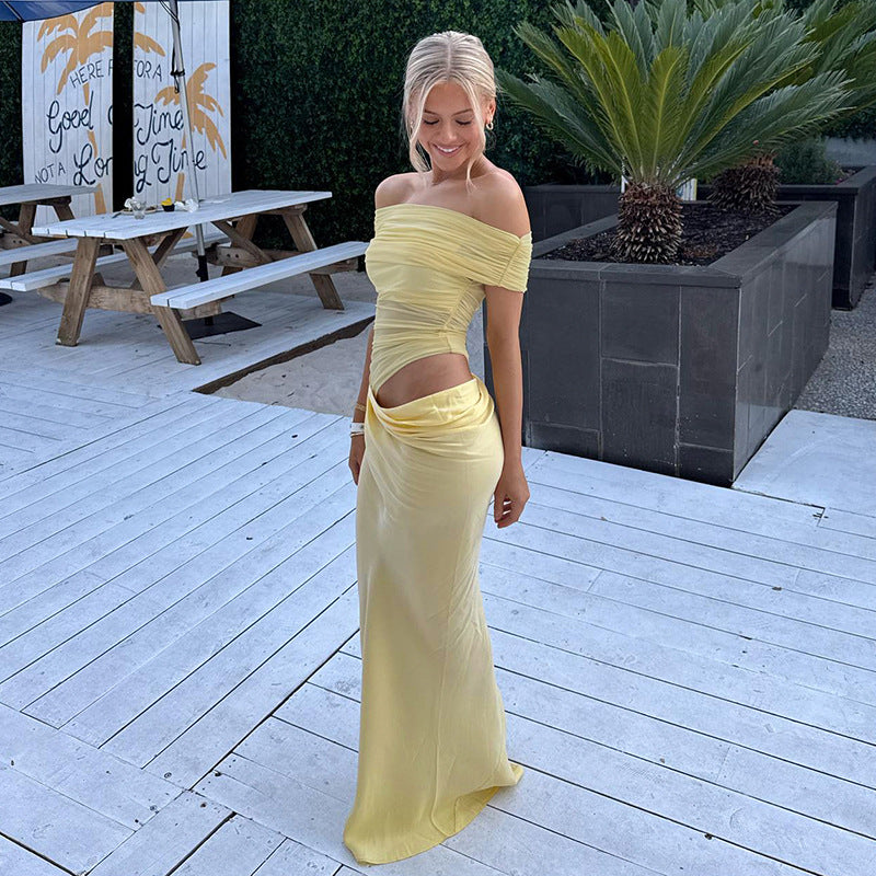 QUELINA | SUNVEIL DRAPE DRESS