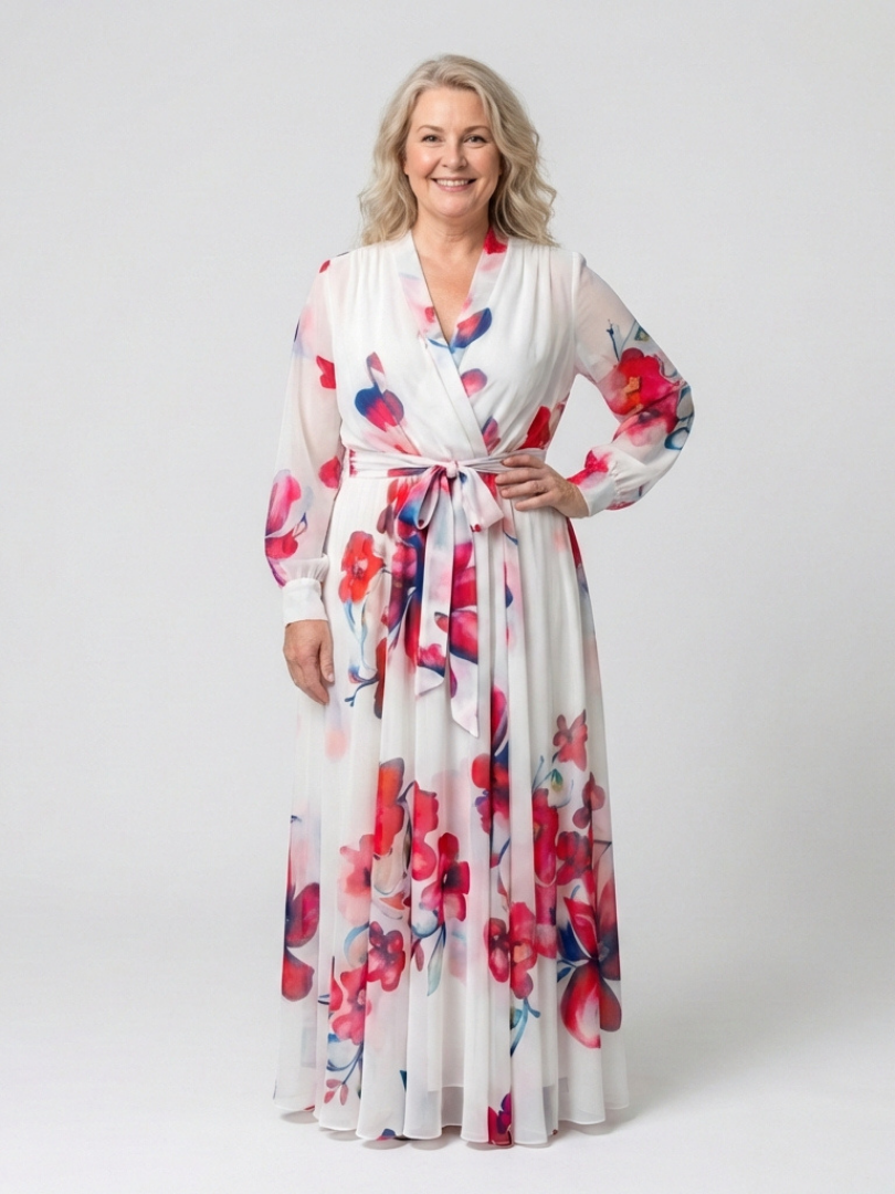 LILLIAN | FLORAL LONG SLEEVE WRAP MAXI DRESS
